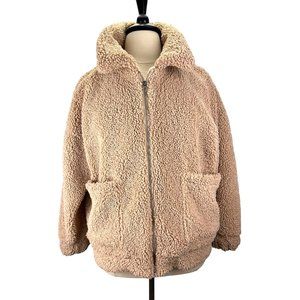 Wild Fable Tan Zip-up Sherpa Teddy Bear Jacket, Size M/L